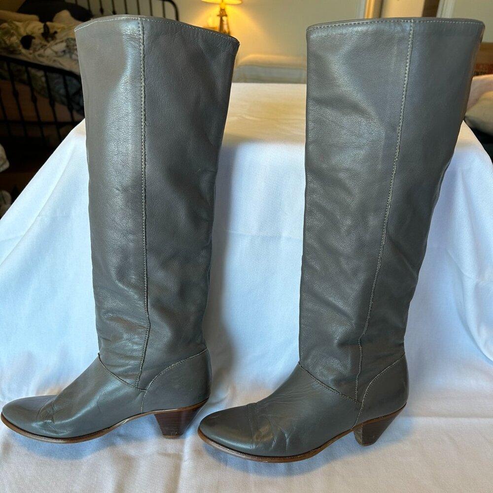 Frye Vintage Gray Leather Pull On Boots Sz 6